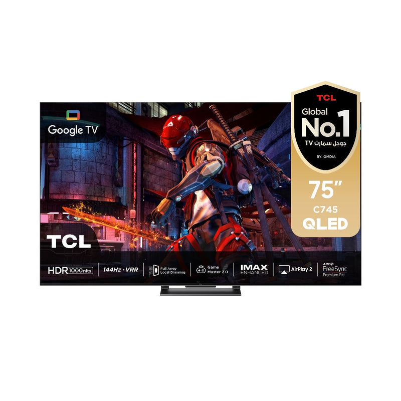 TCL C745 QLED 4K 75" 1000nits HDR10+ 144Hz VRR FreeSync IMAX