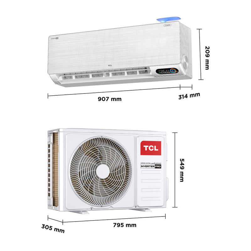 TCL TAC-12CHSD/FBI FreshIN T3 1 ton  محرك تنقية الهواء ربط ذكي انفيرتر تحكم Inverter جداري - TCL