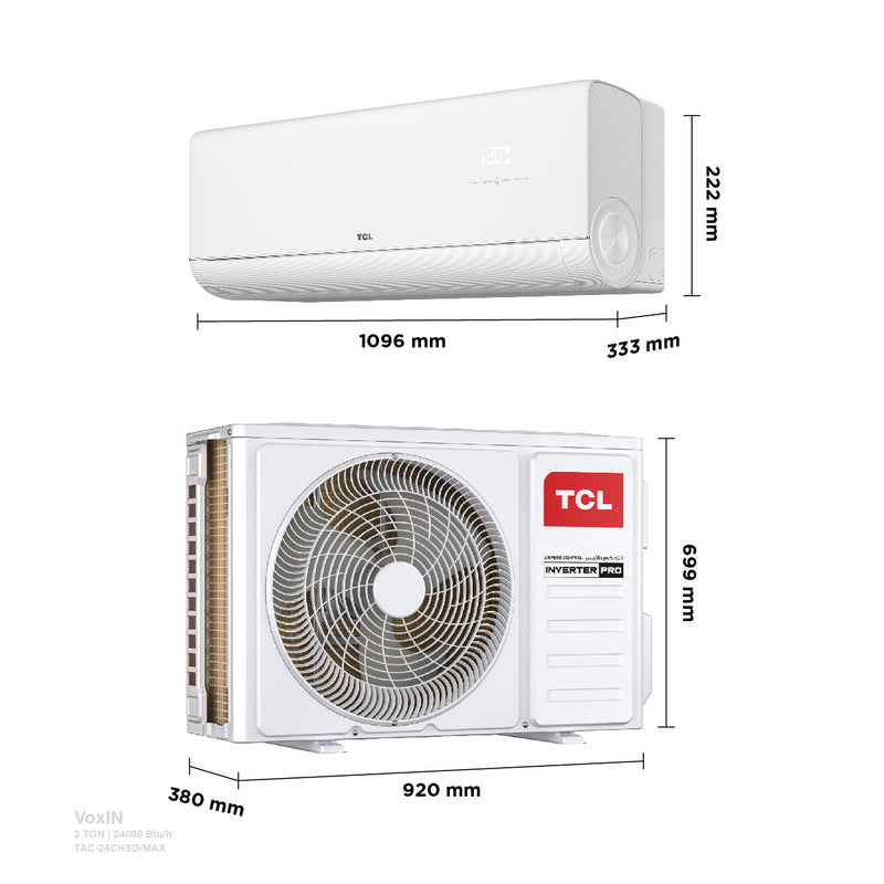 TCL TAC-24CHSD/MAX  VoxIN 2 ton T3 ربط ذكي انفيرتر 6 مراحل تحكم وتحويل تلقائي سوبر استوائي  Inverter - TCL