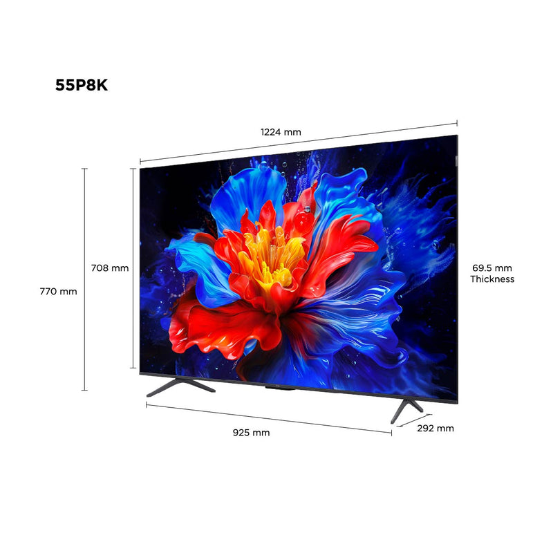 TCL P8K 55" QLED TV 4K 144Hz VRR HDR 10+ Onkyo Sound Game Master - TCL