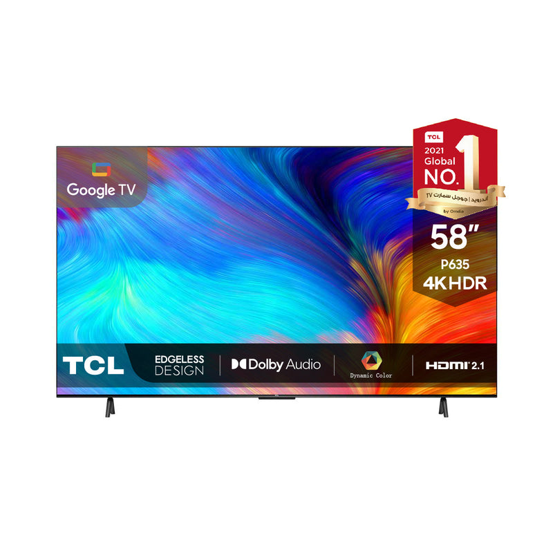 TCL P635 4K HDR Google TV With Dolby Audio, 58 Inch - TCL